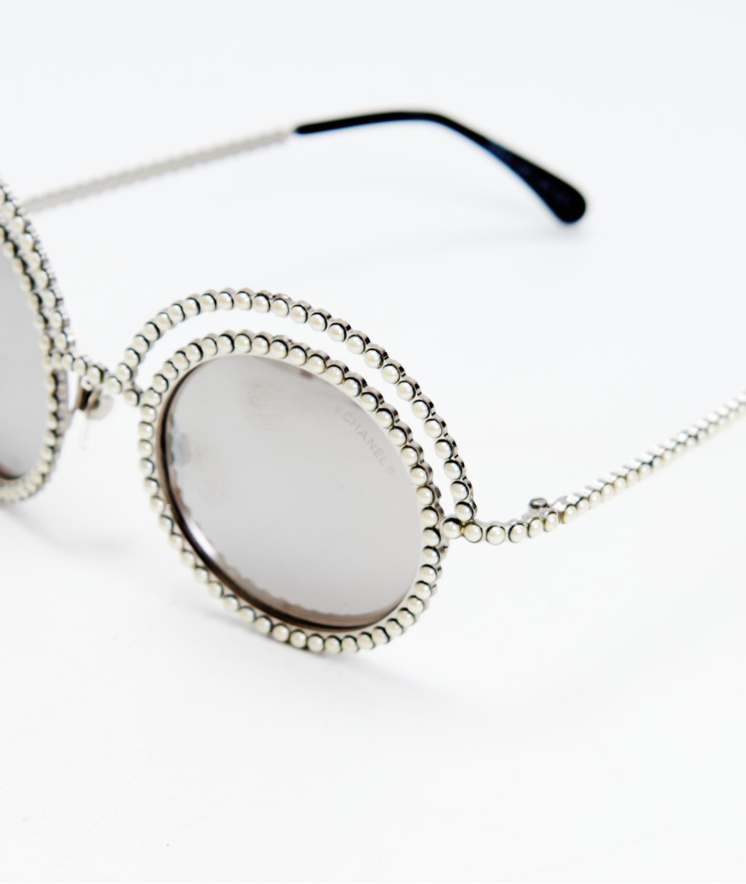 CHANEL Серебряные металлические солнцезащитные очки, фото 4