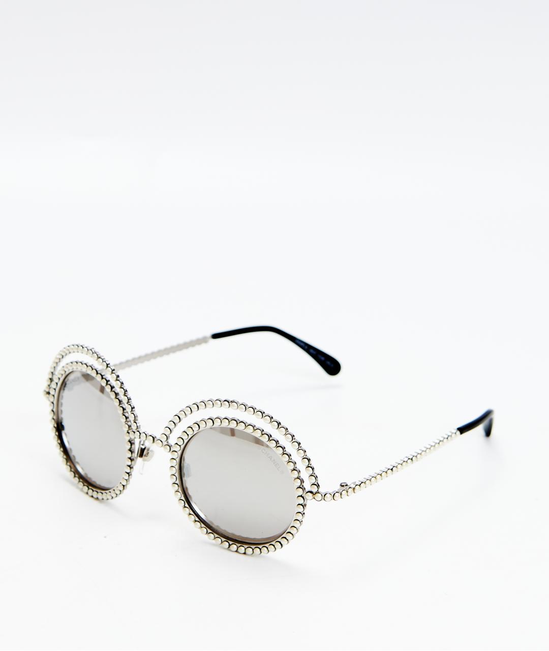 CHANEL Серебряные металлические солнцезащитные очки, фото 2