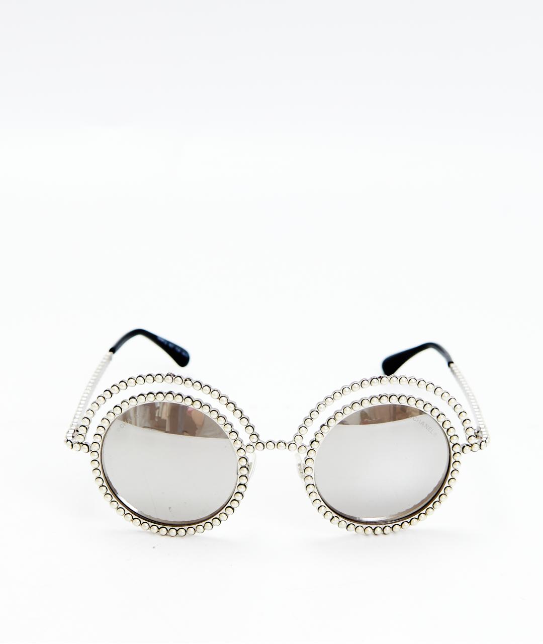 CHANEL Серебряные металлические солнцезащитные очки, фото 6