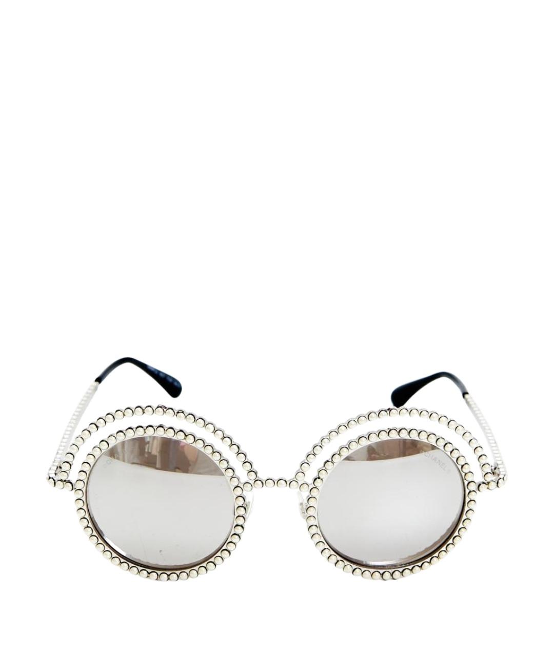 CHANEL Серебряные металлические солнцезащитные очки, фото 1