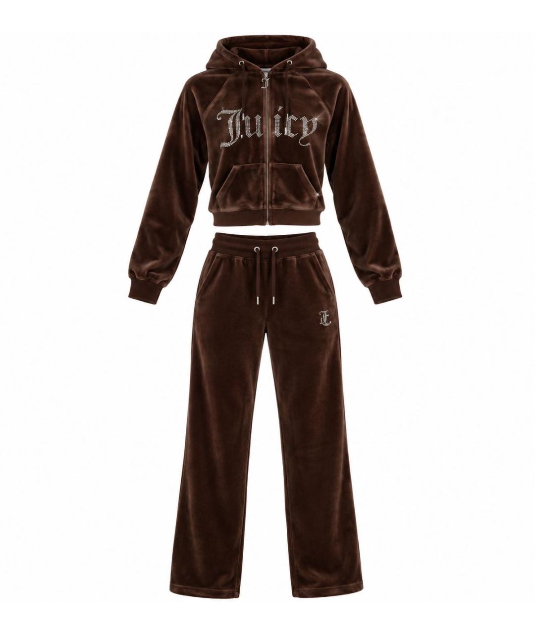 JUICY COUTURE Коричневый велюровый спортивные костюмы, фото 1