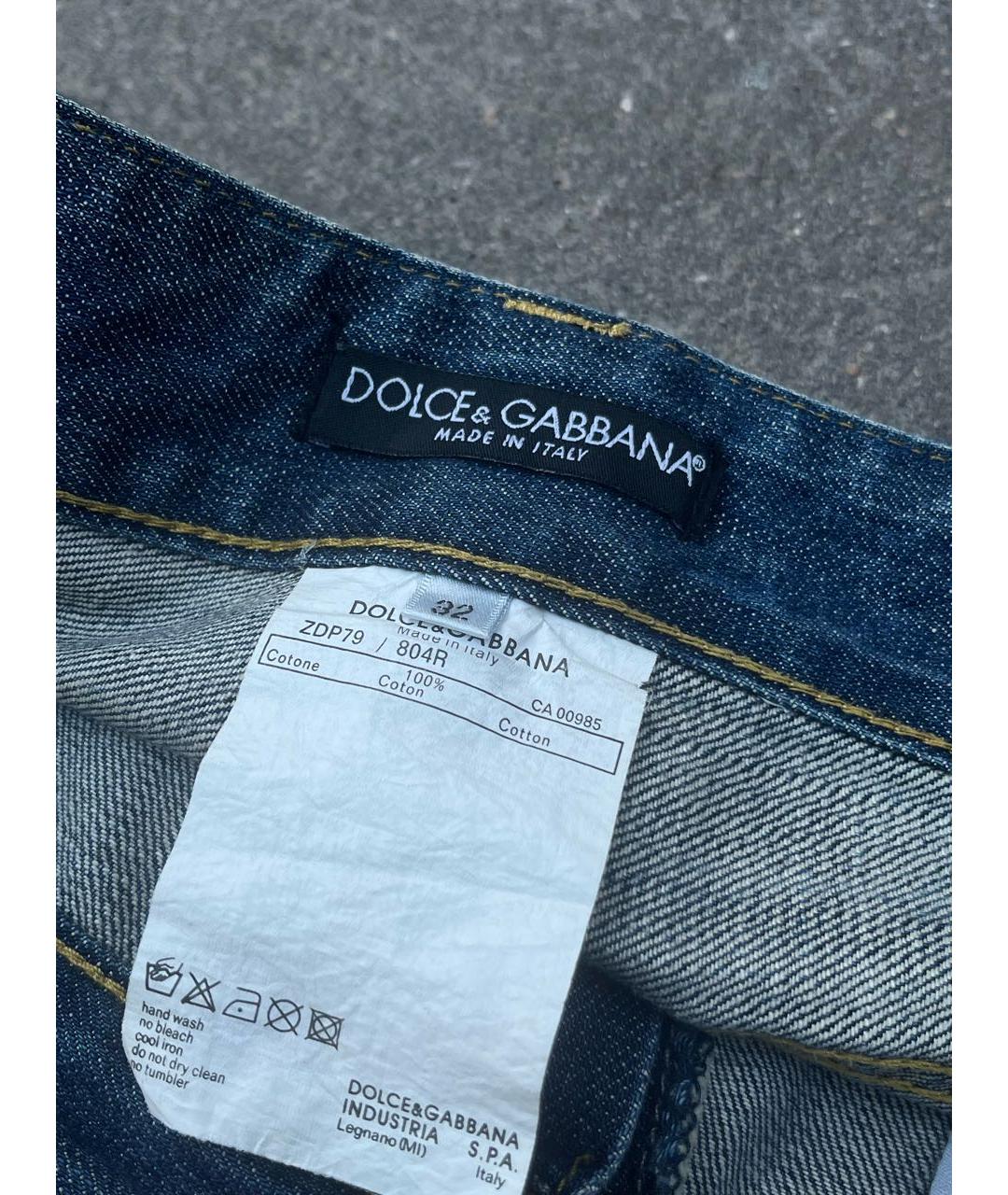 DOLCE&GABBANA Темно-синие хлопковые прямые джинсы, фото 5