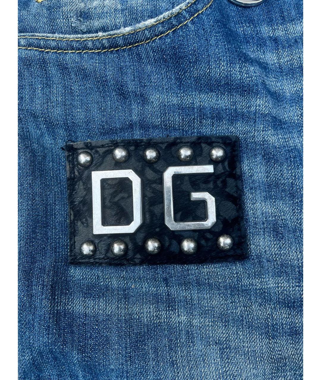 DOLCE&GABBANA Темно-синие хлопковые прямые джинсы, фото 4