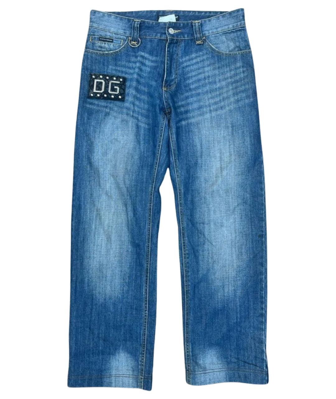 DOLCE&GABBANA Темно-синие хлопковые прямые джинсы, фото 1