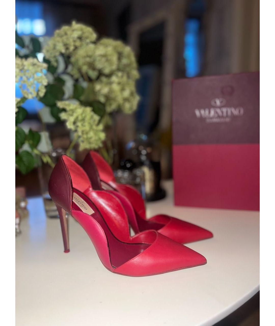 VALENTINO Бордовые кожаные туфли, фото 9