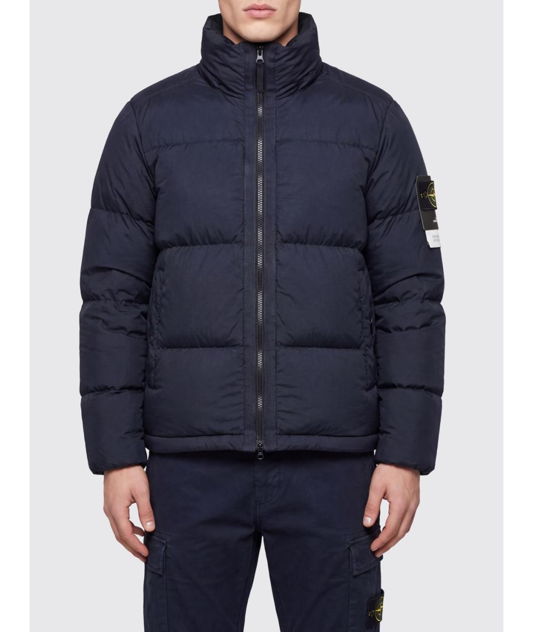 STONE ISLAND Синий полиамидовый пуховик, фото 2