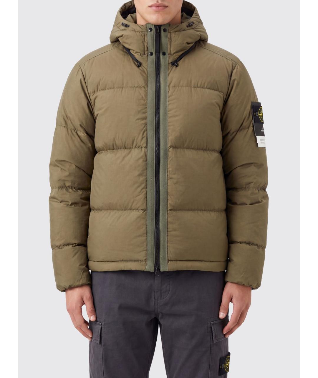 STONE ISLAND Хаки полиамидовая куртка, фото 2