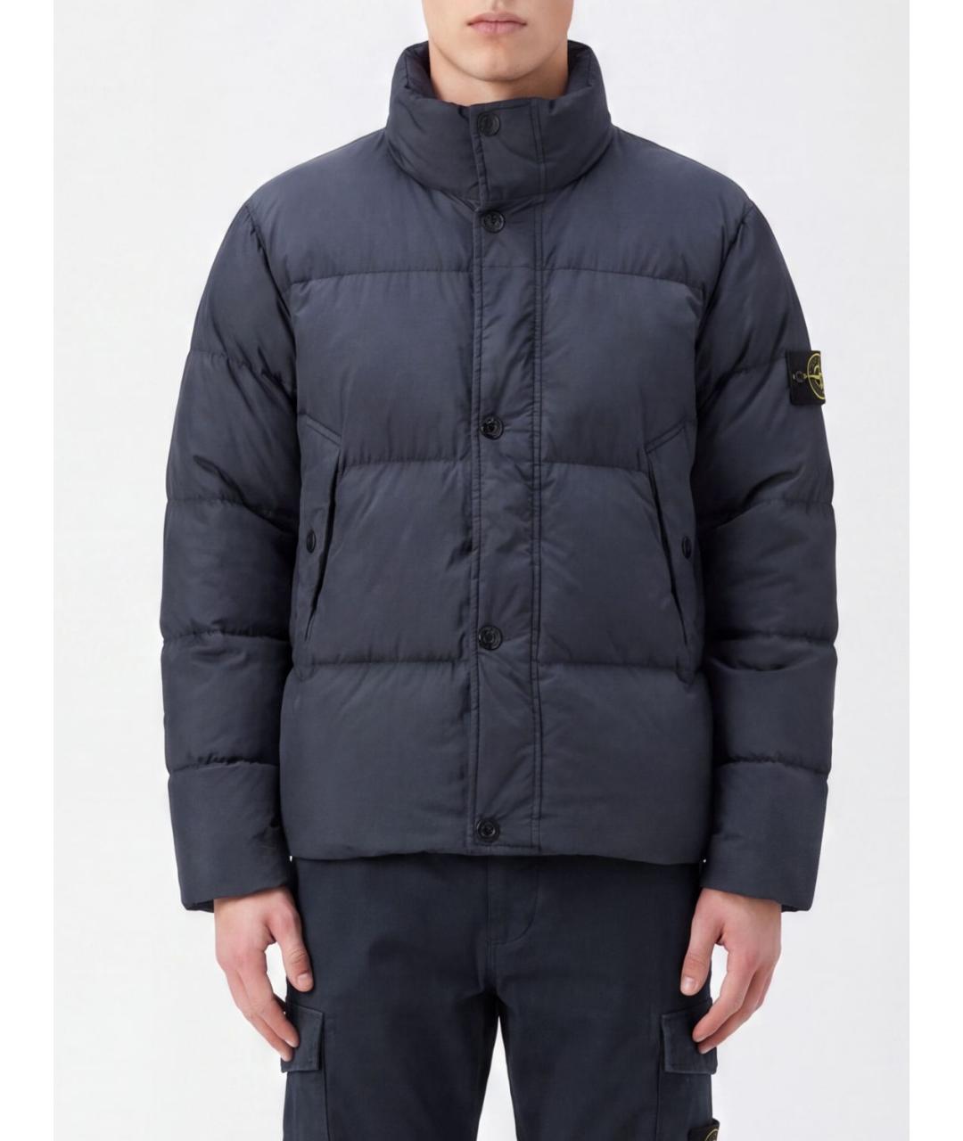 STONE ISLAND Синий полиамидовый пуховик, фото 2