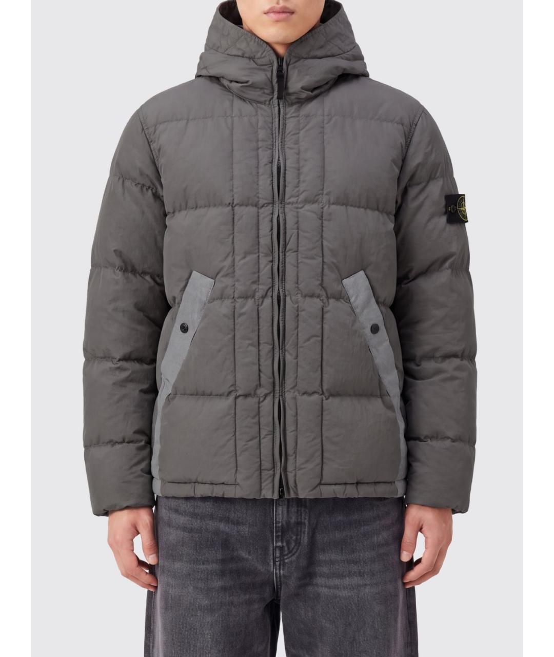 STONE ISLAND Серая полиамидовая куртка, фото 2