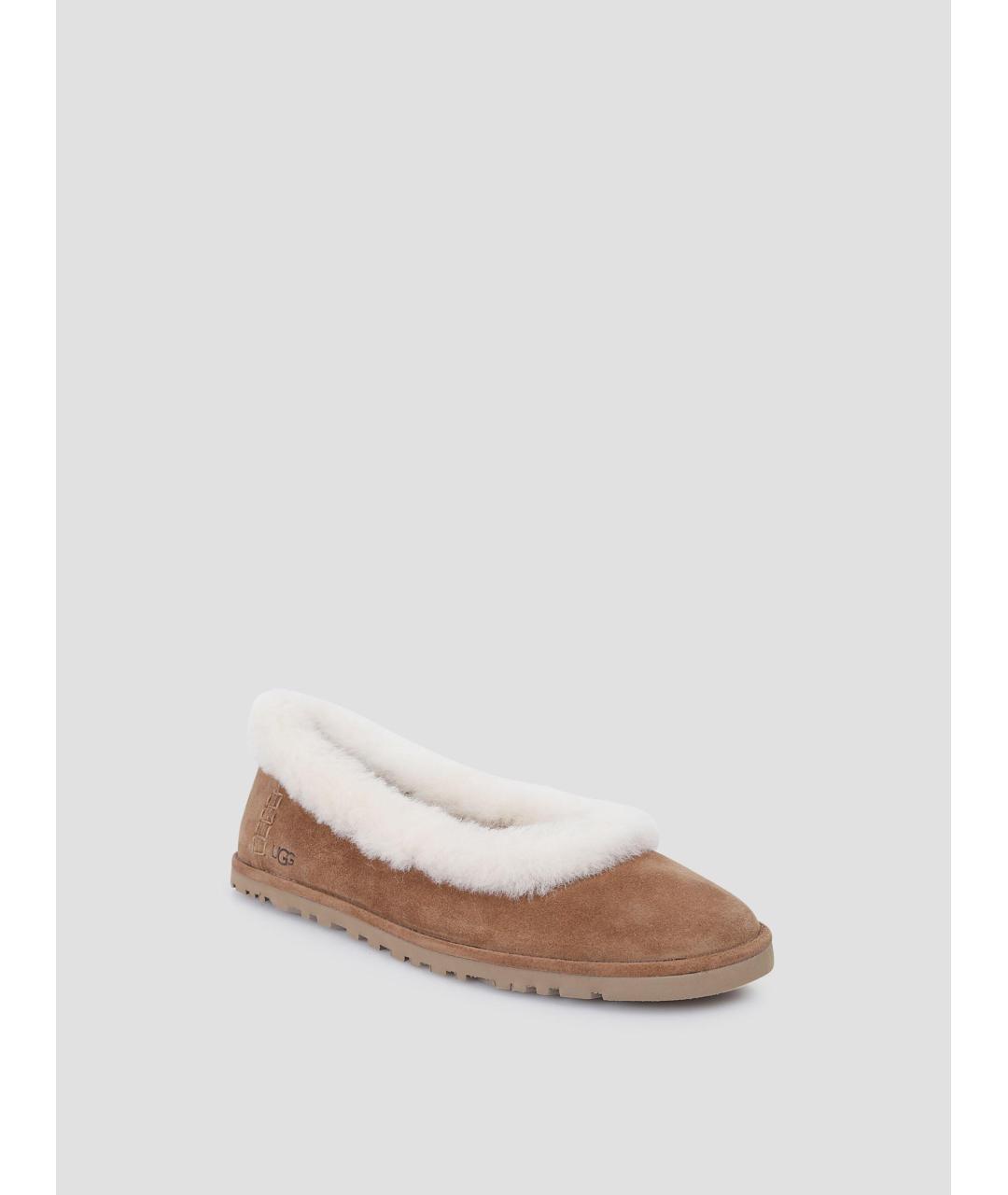 UGG Коричневые замшевые балетки, фото 3