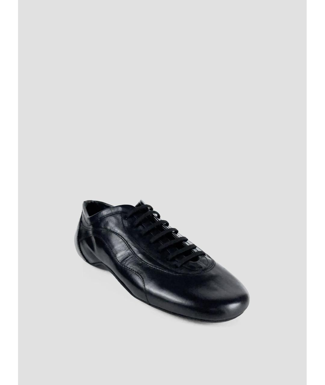 DRIES VAN NOTEN Черные кожаные низкие кроссовки / кеды, фото 2