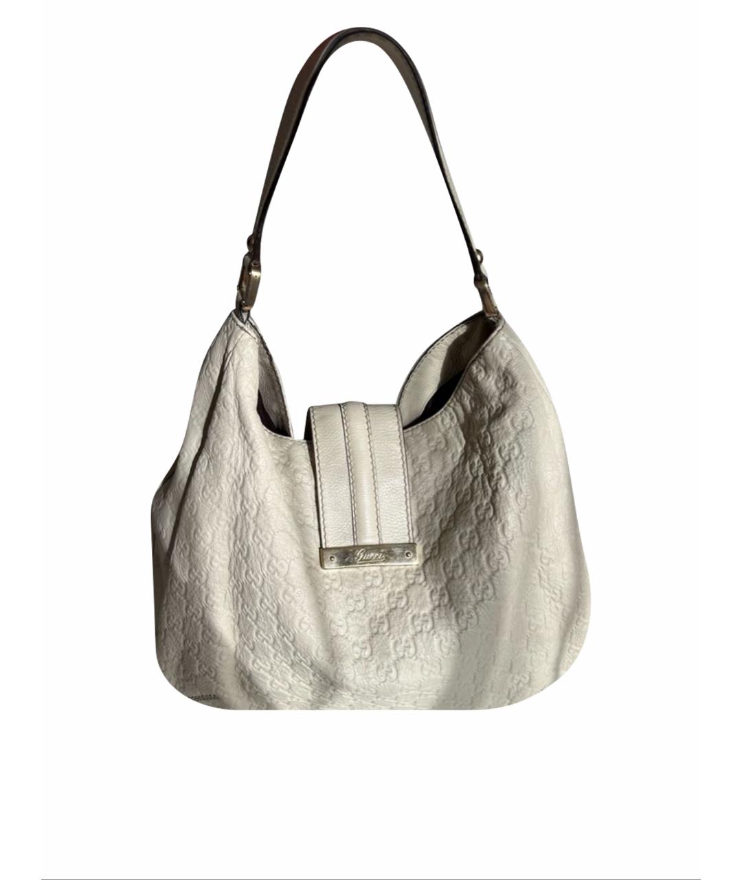 GUCCI Белая кожаная сумка с короткими ручками, фото 1