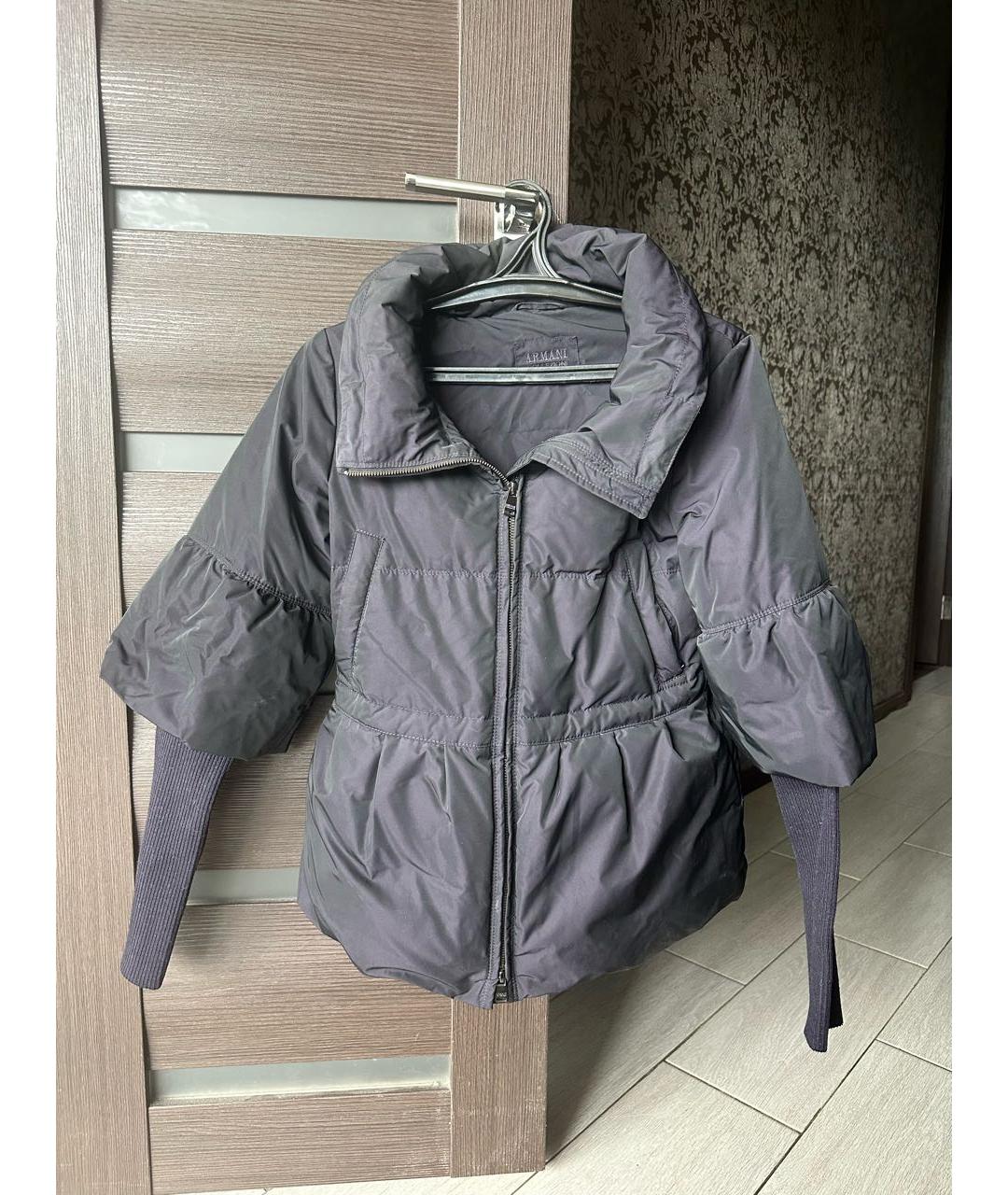 ARMANI COLLEZIONI Темно-синяя полиэстеровая куртка, фото 5