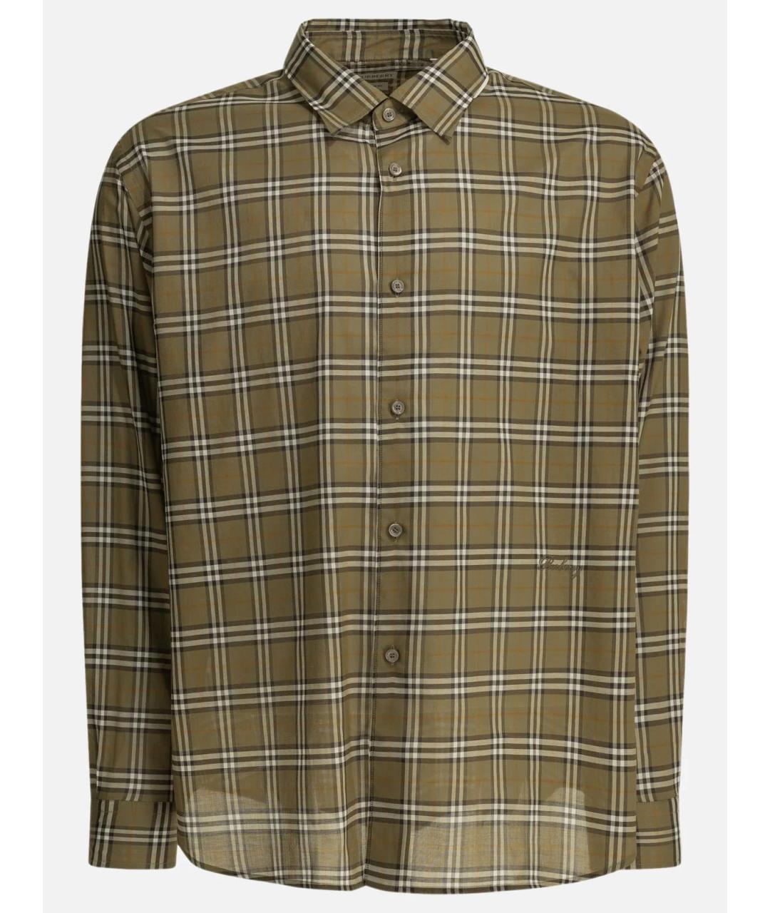 BURBERRY Хаки хлопковая кэжуал рубашка, фото 1