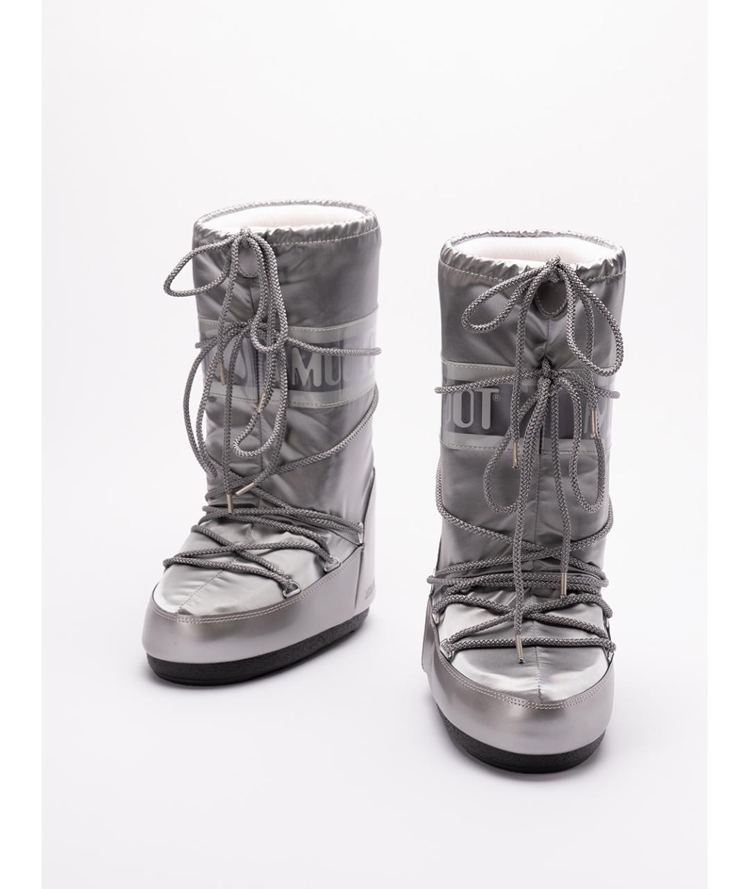 MOON BOOT Серебряные синтетические сапоги, фото 2