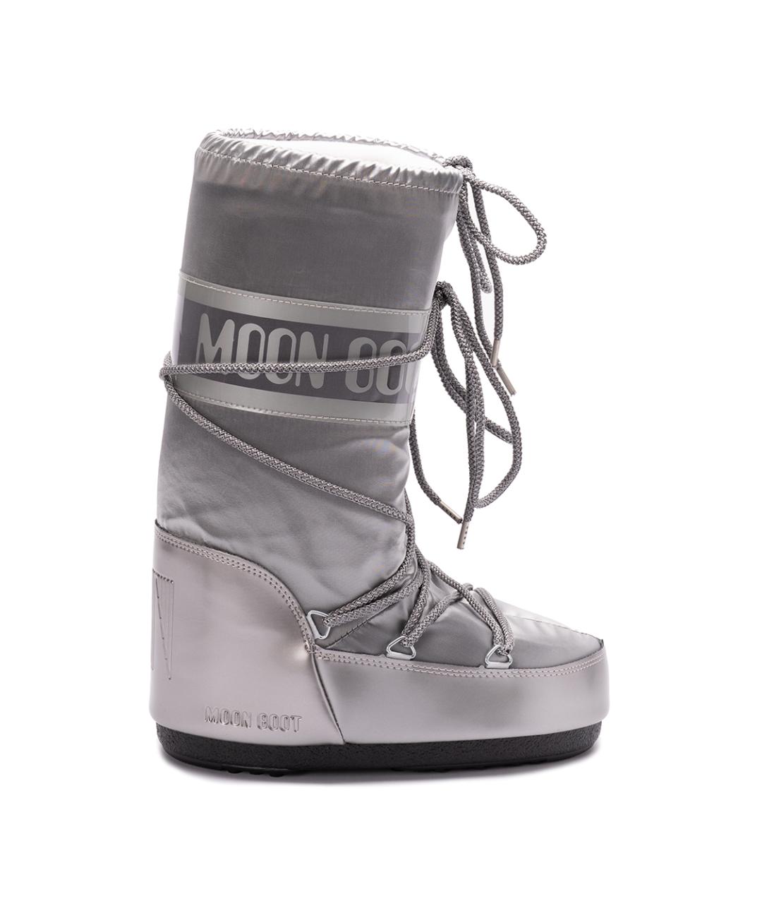 MOON BOOT Серебряные синтетические сапоги, фото 1