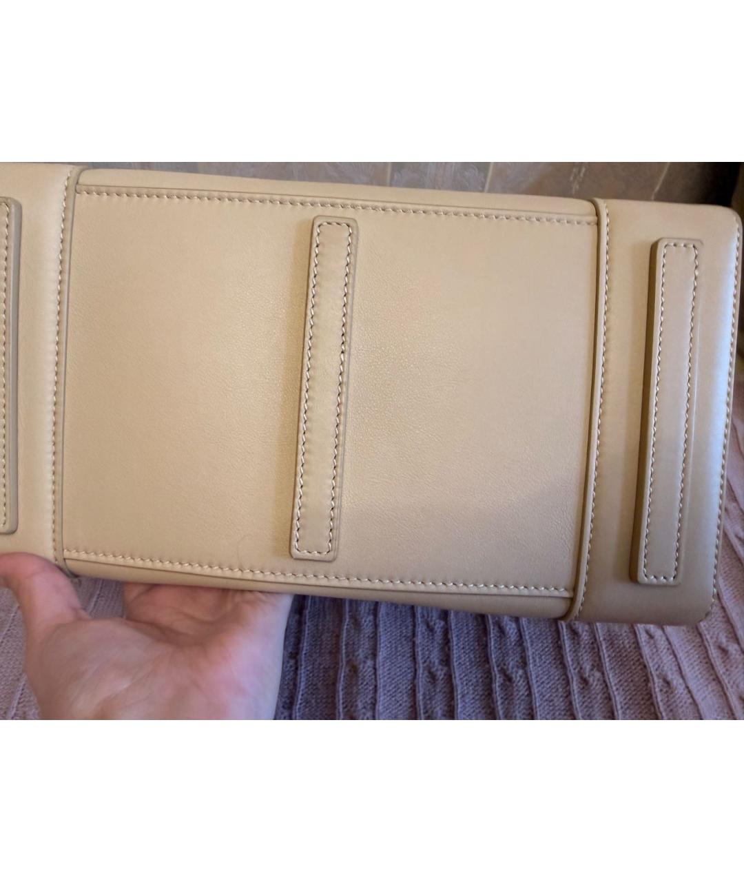 RALPH LAUREN COLLECTION Бежевая кожаная сумка с короткими ручками, фото 5