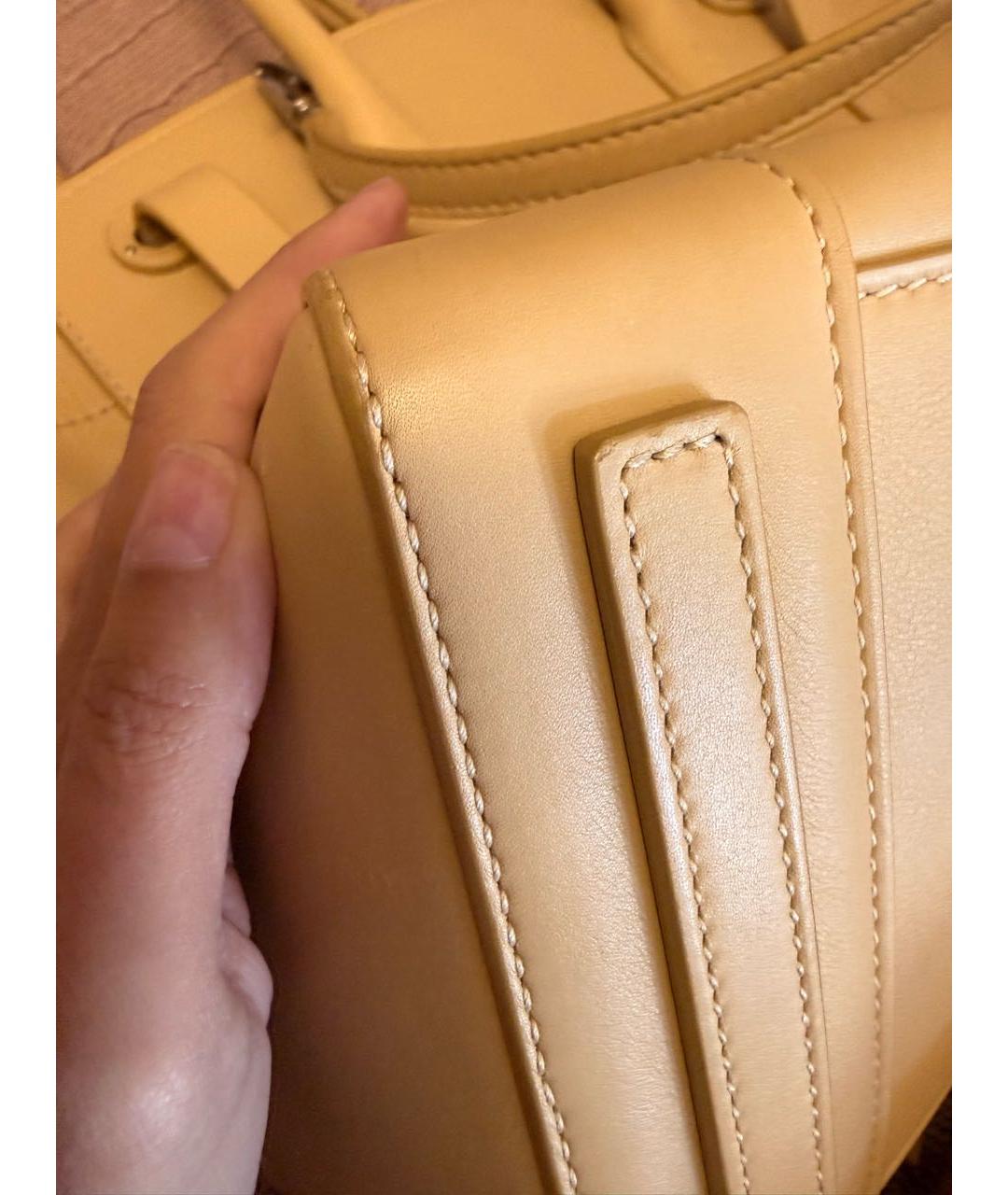 RALPH LAUREN COLLECTION Бежевая кожаная сумка с короткими ручками, фото 7