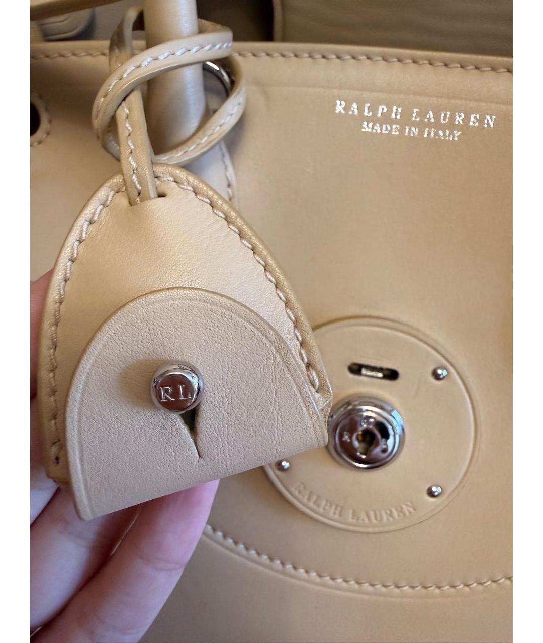 RALPH LAUREN COLLECTION Бежевая кожаная сумка с короткими ручками, фото 8