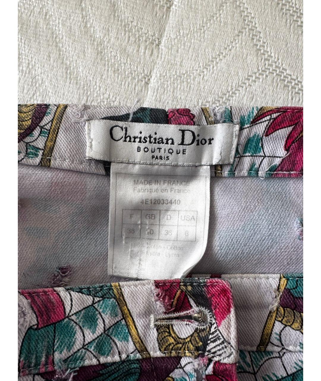 CHRISTIAN DIOR Мульти хлопковая юбка мини, фото 3