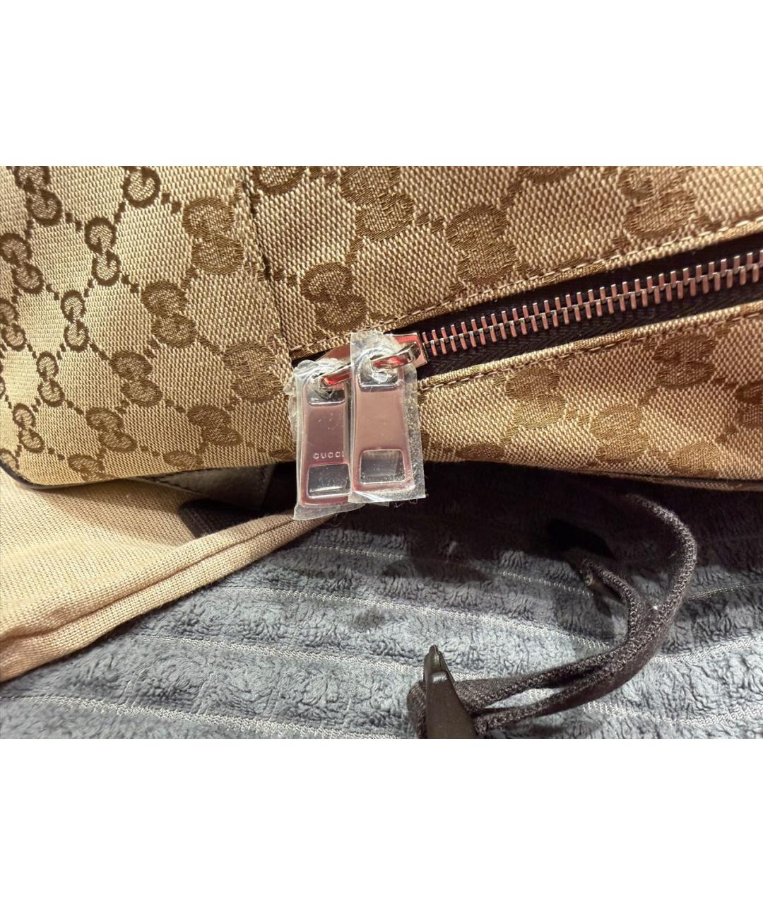 GUCCI Бежевый рюкзак из канвы, фото 3