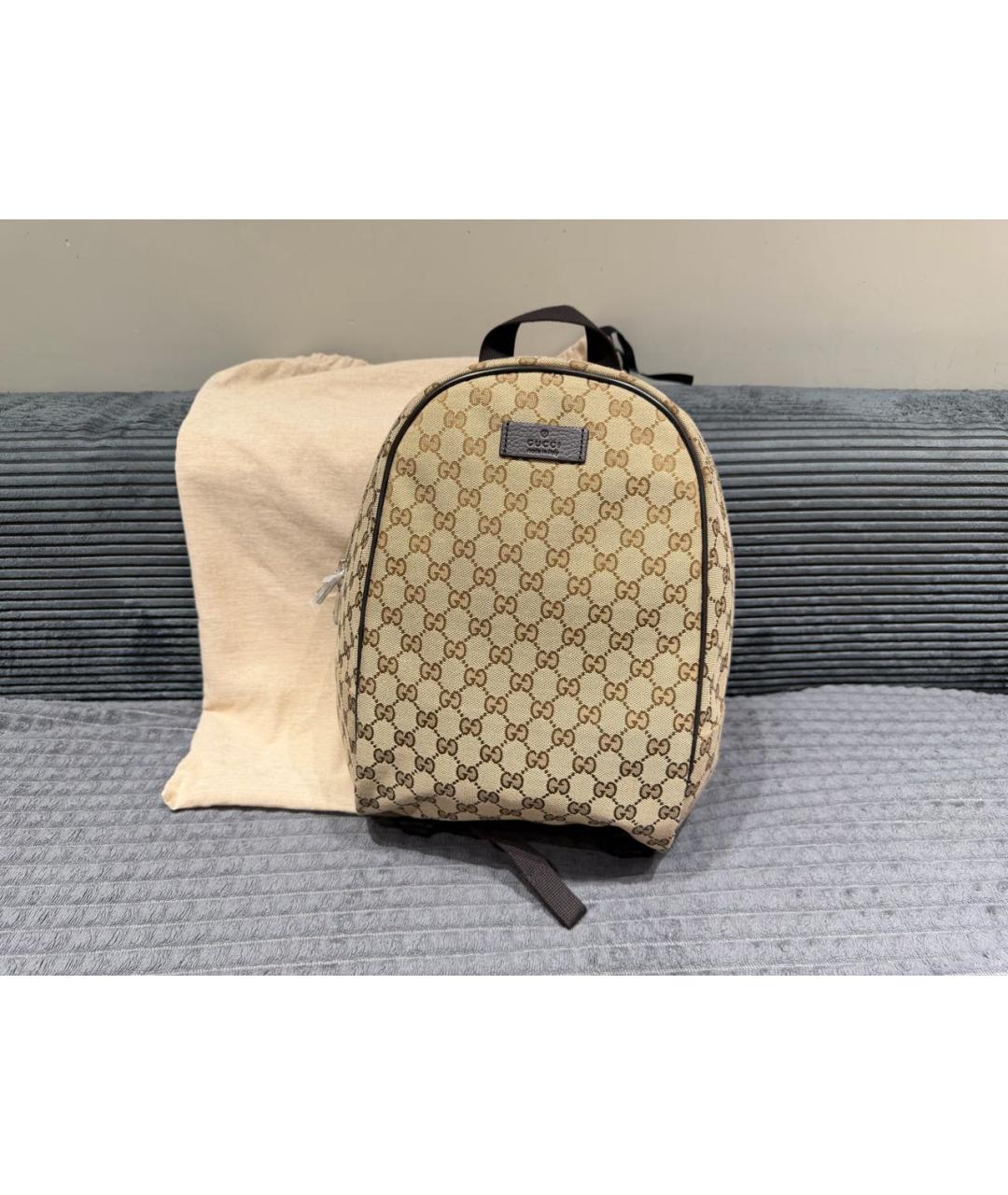 GUCCI Бежевый рюкзак из канвы, фото 7