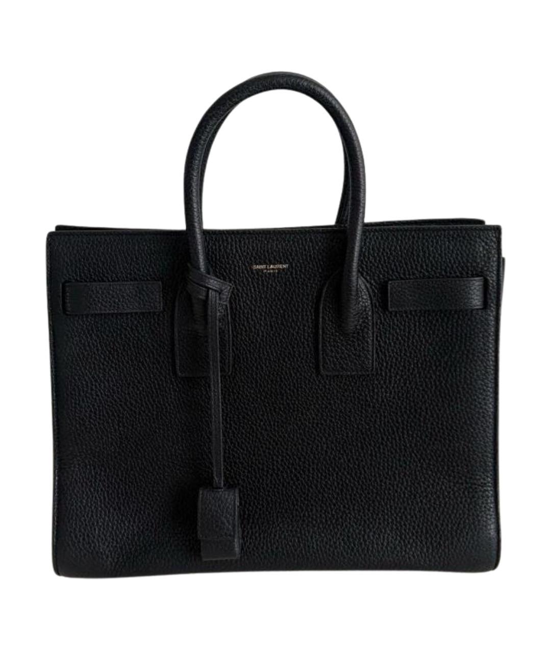 SAINT LAURENT Черная кожаная сумка с короткими ручками, фото 1