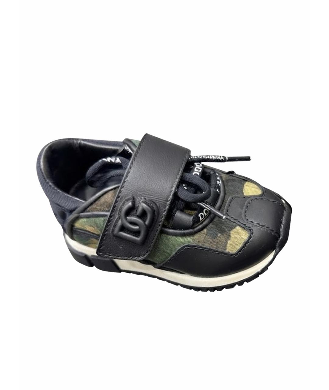DOLCE & GABBANA KIDS Хаки кожаные кеды, фото 1