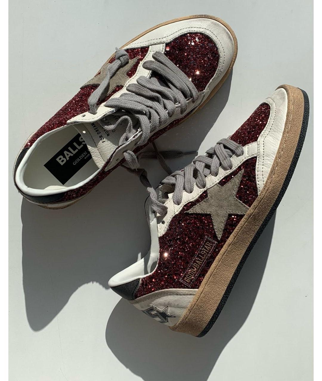 GOLDEN GOOSE Бордовые кожаные кеды, фото 2