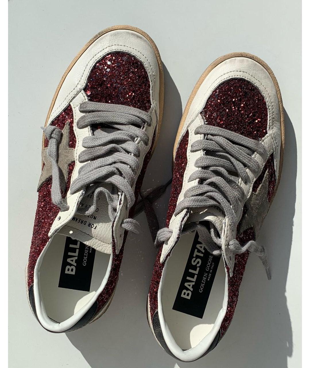 GOLDEN GOOSE Бордовые кожаные кеды, фото 3