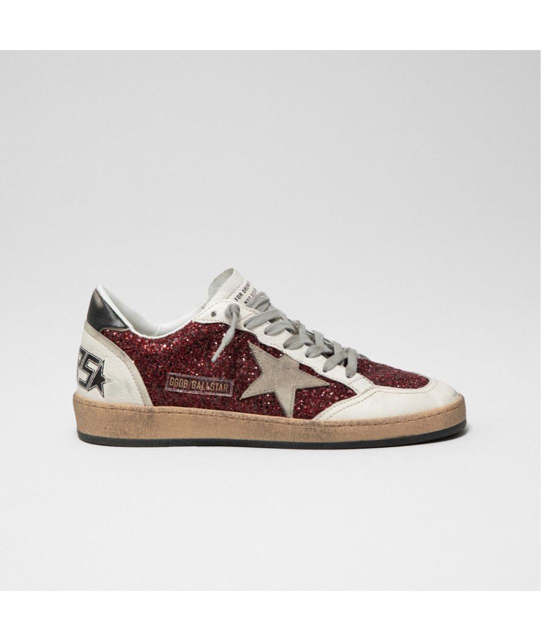 GOLDEN GOOSE Бордовые кожаные кеды, фото 5
