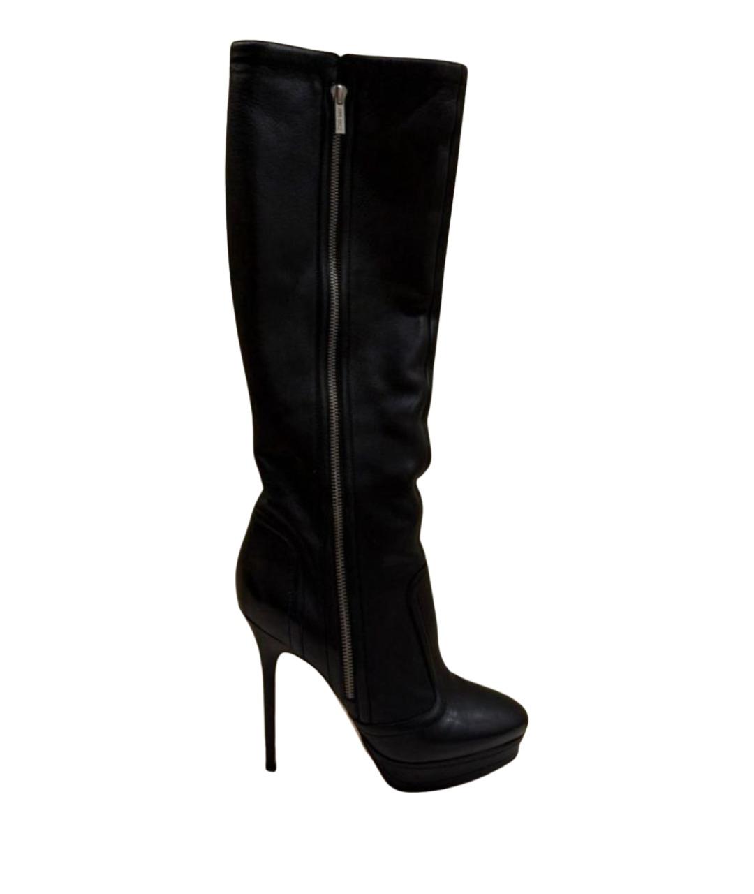 JIMMY CHOO Черные кожаные сапоги, фото 1