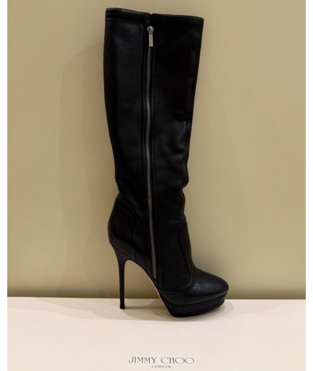 JIMMY CHOO Черные кожаные сапоги, фото 8