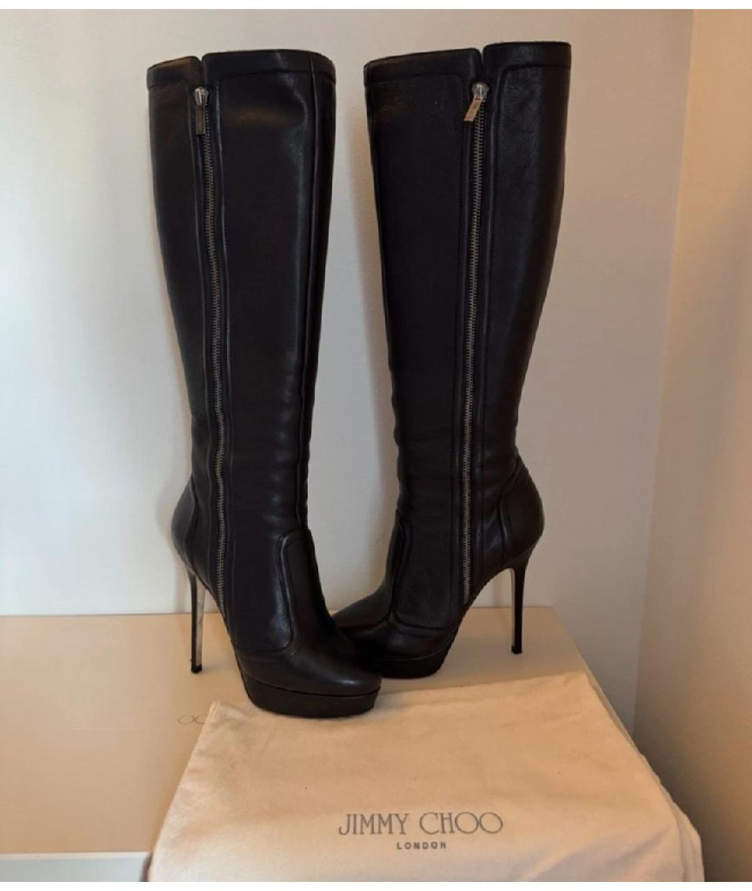 JIMMY CHOO Черные кожаные сапоги, фото 6