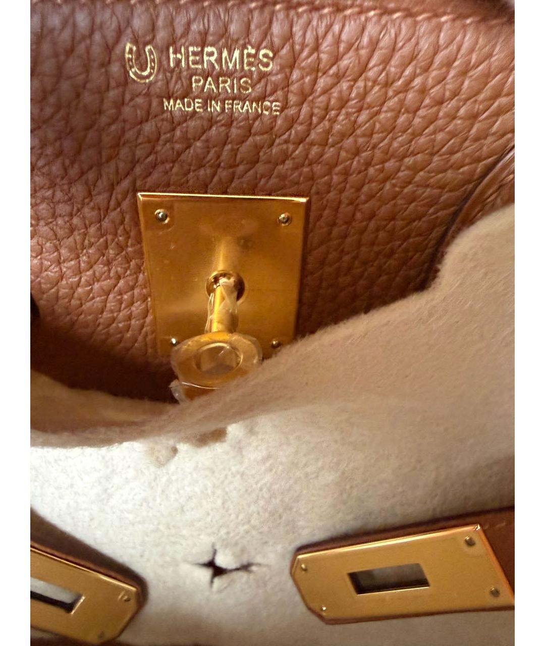 HERMES Коричневая кожаная сумка с короткими ручками, фото 2