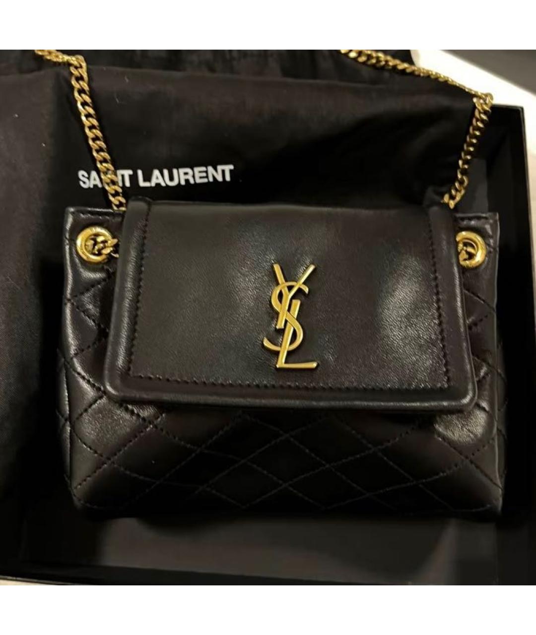 SAINT LAURENT Черная кожаная сумка через плечо, фото 3
