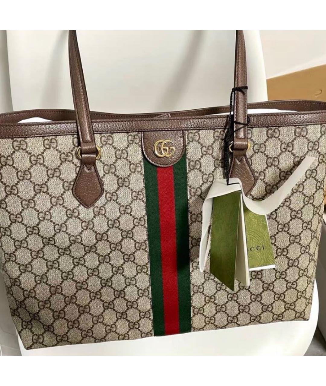 GUCCI Бежевая сумка тоут из канвы, фото 3