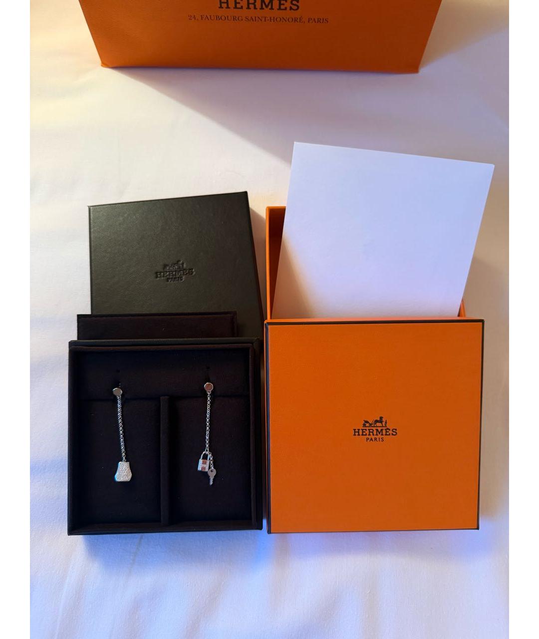 HERMES Серебряные серьги из белого золота, фото 2