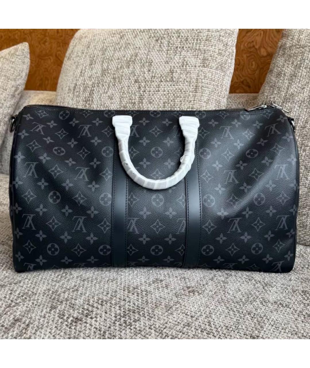 LOUIS VUITTON Черная сумка тоут из канвы, фото 4