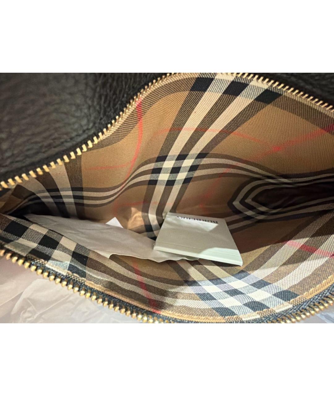 BURBERRY Черная кожаная сумка тоут, фото 4
