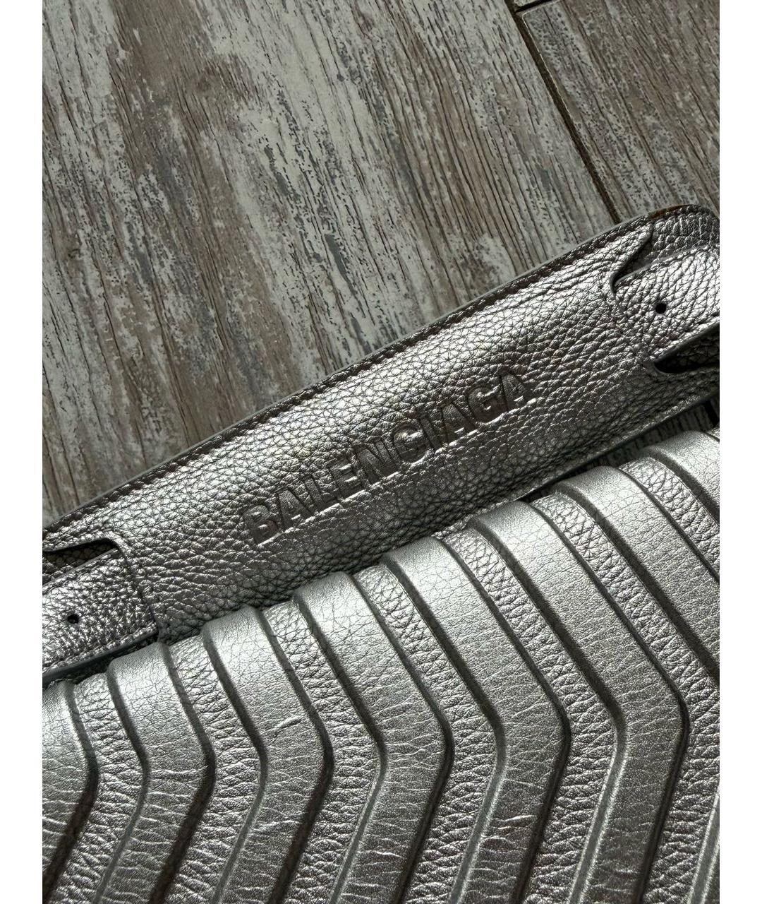 BALENCIAGA Серебряная кожаная сумка на плечо, фото 6
