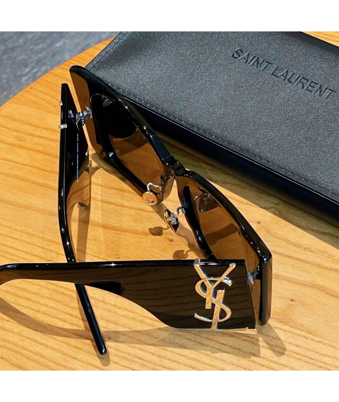 SAINT LAURENT Черные пластиковые солнцезащитные очки, фото 4