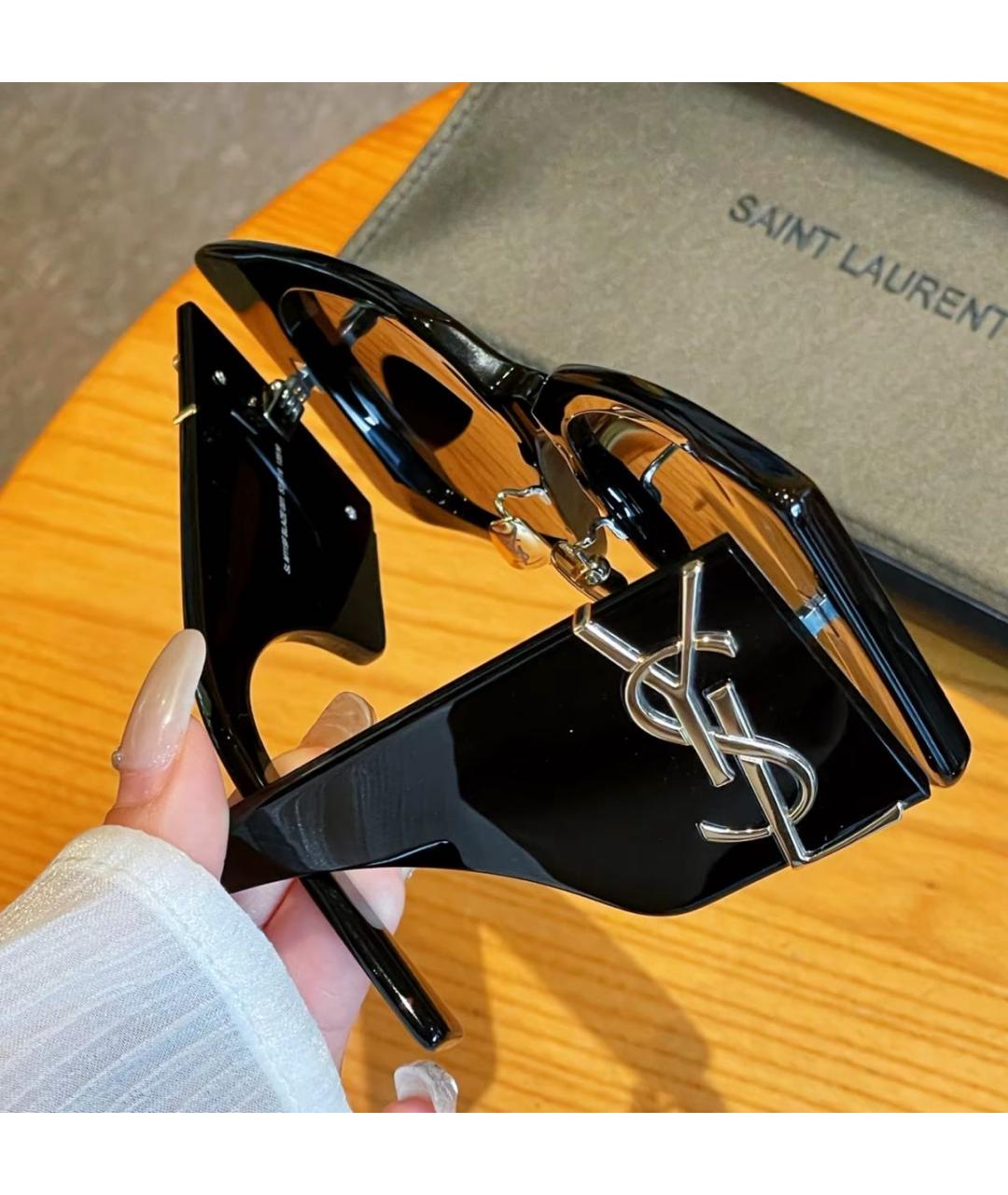 SAINT LAURENT Черные пластиковые солнцезащитные очки, фото 7