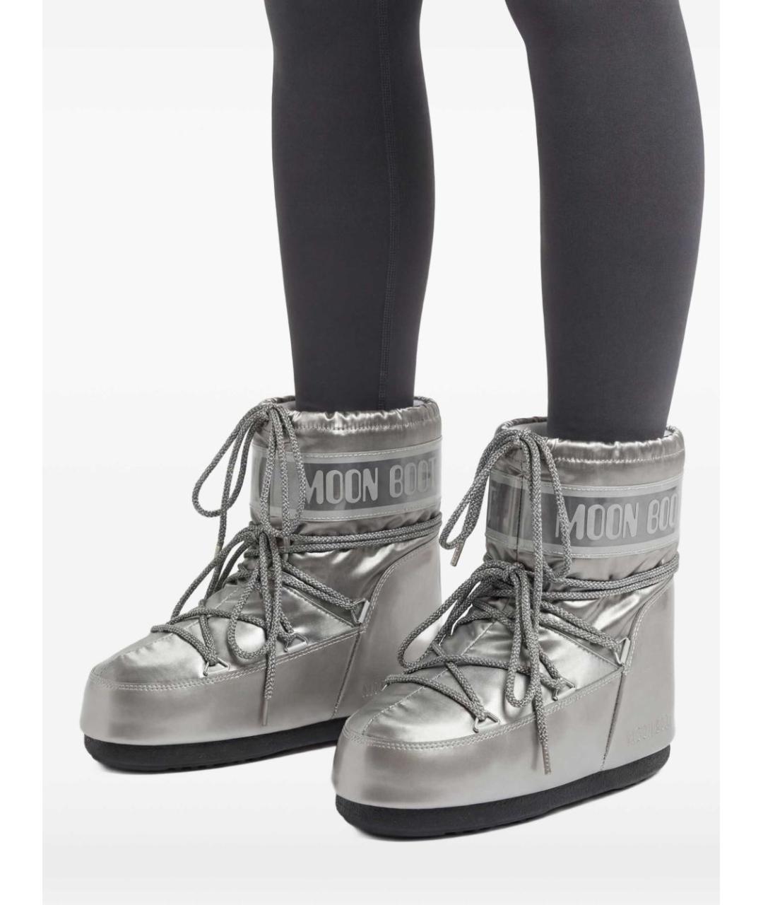 MOON BOOT Серебряные синтетические сапоги, фото 5