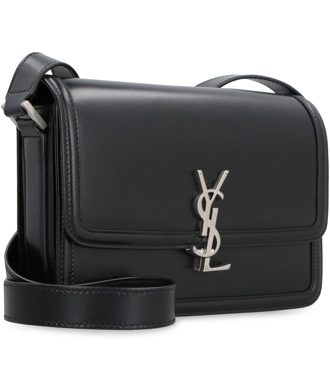 SAINT LAURENT Черная кожаная сумка на плечо, фото 2