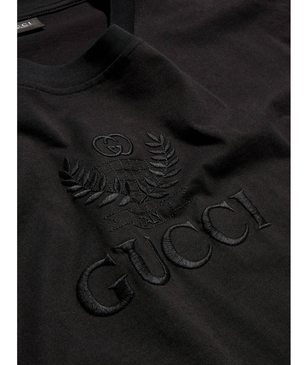 GUCCI Черная хлопковая футболка, фото 2