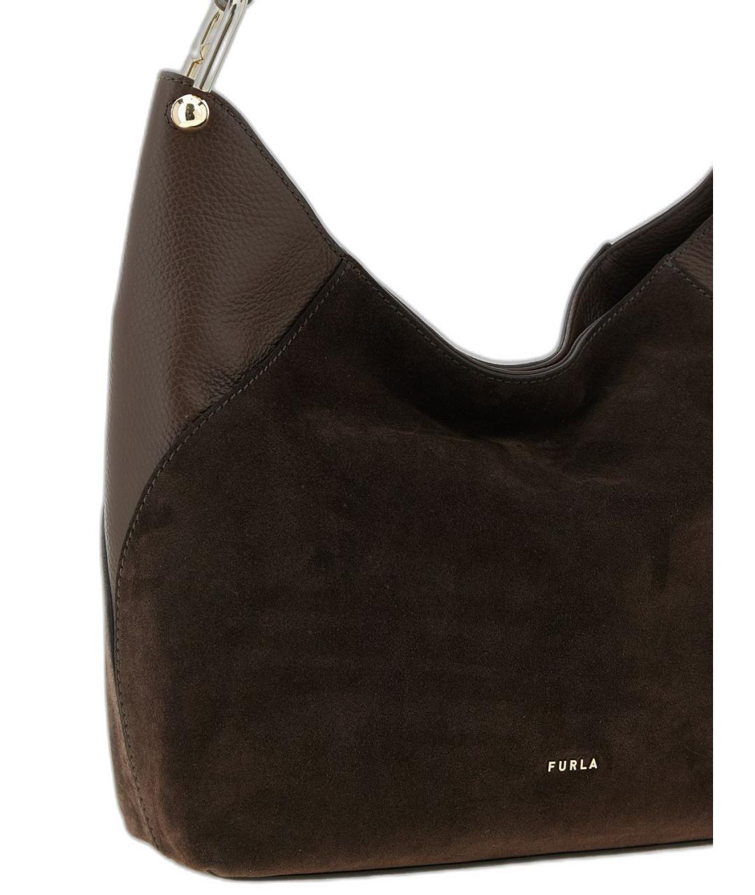FURLA Коричневая кожаная сумка через плечо, фото 3