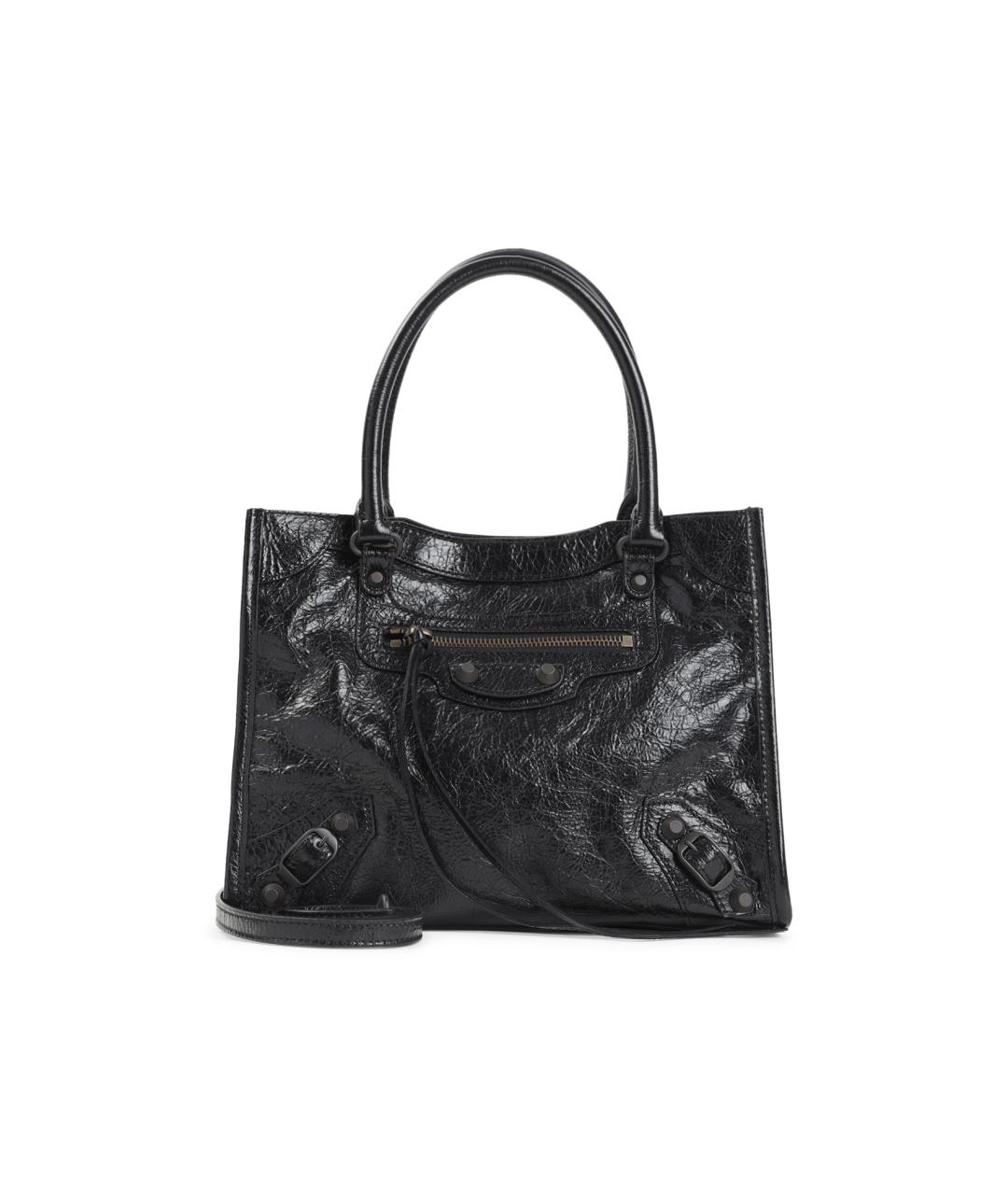 BALENCIAGA Черная кожаная сумка тоут, фото 1