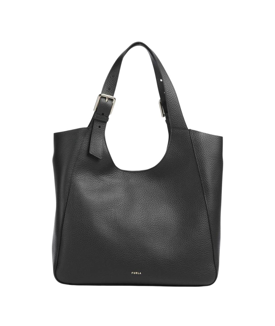 FURLA Черная кожаная сумка тоут, фото 3