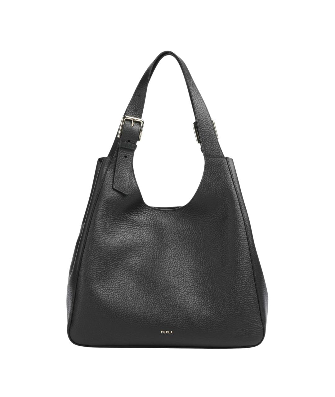 FURLA Черная кожаная сумка тоут, фото 1